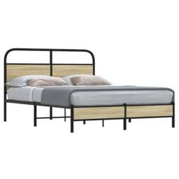 Berkfield Home Elegant Bed Frame without Mattress 140x200 cm Sonoma Oak Engineer in Brown - thumbnail 2