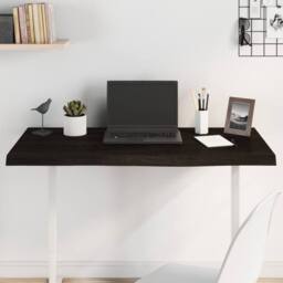 Berkfield Home Table Top Dark Grey 100x50x(2-6) cm Treated Solid Wood Oak in Charcoal - thumbnail 2