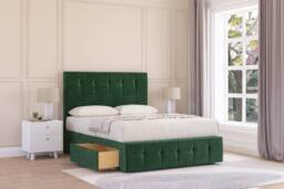 "Sloomy Cambridge Plush Divan Base 2 Drawers-26"" Headboard & 12"" Footboard in Emerald - Size: Small Double" - thumbnail 2