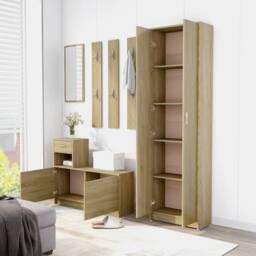 Berkfield Home Hallway Wardrobe Sonoma Oak 55x25x189 cm Engineered Wood in Brown - Size: 55 x 25 x 189 cm - thumbnail 4