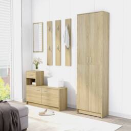 Berkfield Home Hallway Wardrobe Sonoma Oak 55x25x189 cm Engineered Wood in Brown - Size: 55 x 25 x 189 cm - thumbnail 3