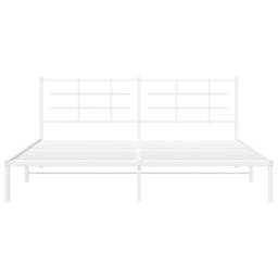Berkfield Home Metal Bed Frame without Mattress with Headboard White 200x200cm - Size: 200x200 cm - thumbnail 5