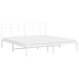 Berkfield Home Metal Bed Frame without Mattress with Headboard White 200x200cm - Size: 200x200 cm - thumbnail 4