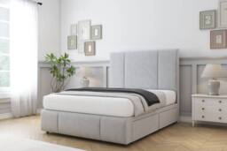 "Comfort Beds Arya Plush Divan Set No Drawers-26"" Headboard-Footboard in Silver - Size: Double" - thumbnail 2