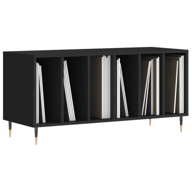 Berkfield Home Record Cabinet Black 100x38x48 cm Engineered Wood - Size: 100 x 38 x 48 cm - image 1
