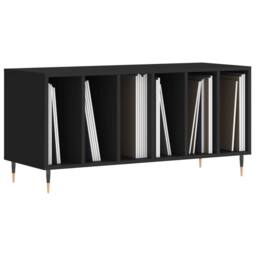 Berkfield Home Record Cabinet Black 100x38x48 cm Engineered Wood - Size: 100 x 38 x 48 cm - thumbnail 1