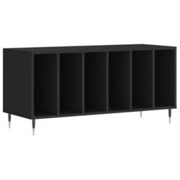 Berkfield Home Record Cabinet Black 100x38x48 cm Engineered Wood - Size: 100 x 38 x 48 cm - thumbnail 3