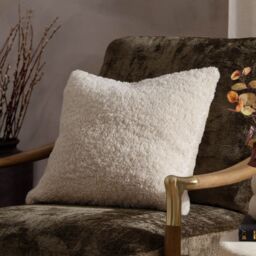 Yard Olann Faux Shearling Cushion in Beige - Size: 55 cm x 55 cm - thumbnail 1