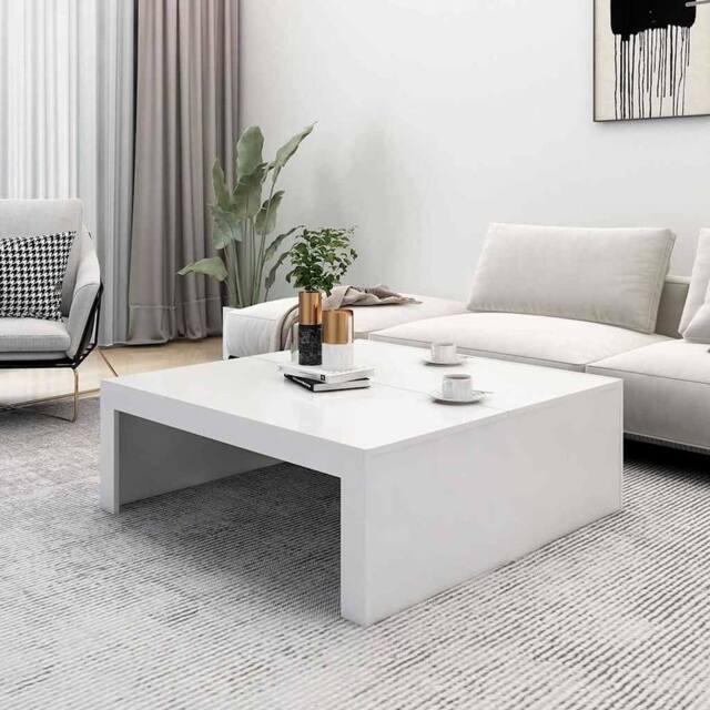 Berkfield Home Modern Coffee Table White 100x100x35 cm Engineered Wood - Size: 100 x 100 x 35 cm - image 1