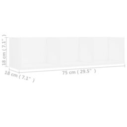 Berkfield Home CD Wall Shelf White 75x18x18 cm Engineered Wood - Size: 75 x 18 x 18 cm - thumbnail 6