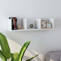 Berkfield Home CD Wall Shelf White 75x18x18 cm Engineered Wood - Size: 75 x 18 x 18 cm