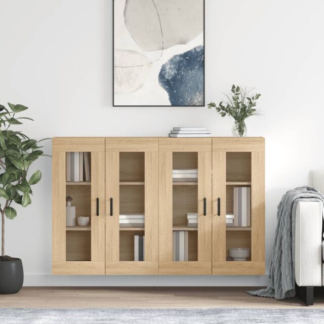 Berkfield Home Wall Mounted Cabinets 2 pcs Sonoma Oak Engineered Wood in Brown - image 1