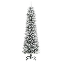 Berkfield Home Artificial Slim Christmas Tree with Flocked Snow 120 cm PVC&PE in White - thumbnail 2