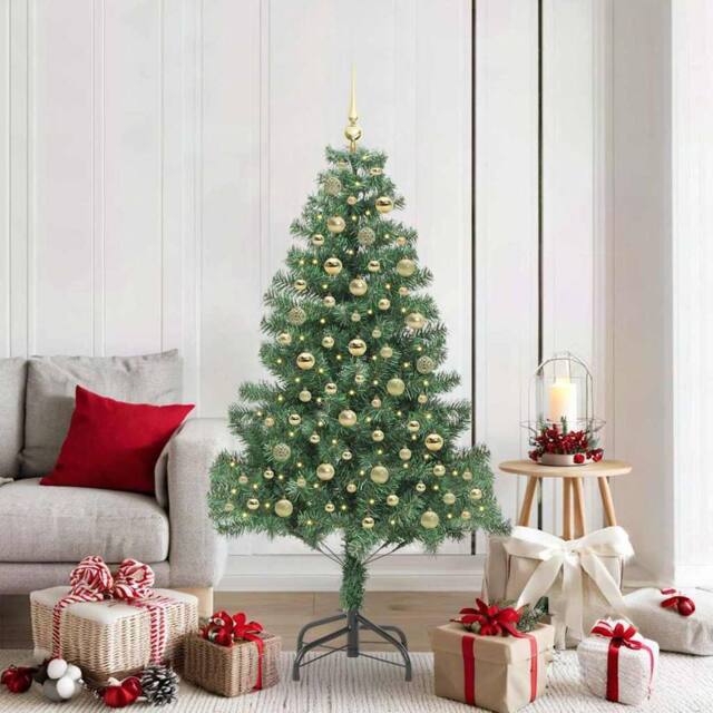 Berkfield Home Christmas Tree with 300 LEDs with Stand Green 180 cm PVC - image 1