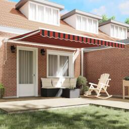 Berkfield Home Manual Retractable Awning with LED Yellow & Orange 400x350 cm - thumbnail 3
