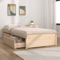 Berkfield Home Bed Frame with Drawers 75x190 cm Small Single in Brown - thumbnail 1