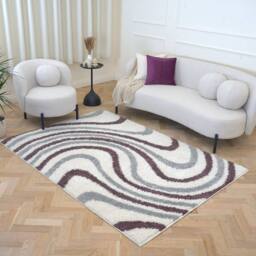 THE RUGS Moodi Wavy Design Shaggy Soft High Pile Living Room Rug & Runner in Purple - Size: 80 cm x 150 cm - thumbnail 8