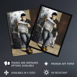Artery8 The Artists Father Reading Newspaper Cezanne Framed Wall Art Print - Size: A4 - thumbnail 2