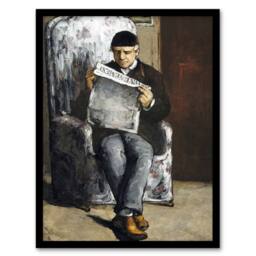 Artery8 The Artists Father Reading Newspaper Cezanne Framed Wall Art Print - Size: A4 - thumbnail 1