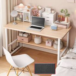 Hinsinc Computer Desk Home Office Study Writing Table Workstation Shelf in Beige - thumbnail 1