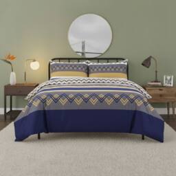 Snug City Zig Zag Complete Bedding Set Duvet Cover Set Pillowcase Fitted Sheet - Size: Single - thumbnail 1