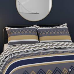 Snug City Zig Zag Complete Bedding Set Duvet Cover Set Pillowcase Fitted Sheet - Size: Single - thumbnail 3
