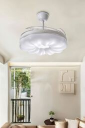 Living and Home Dimmable Ceiling Fan Light with Remote and Retracted Blades in White - thumbnail 2