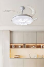 Living and Home Dimmable Ceiling Fan Light with Remote and Retracted Blades in White - thumbnail 3