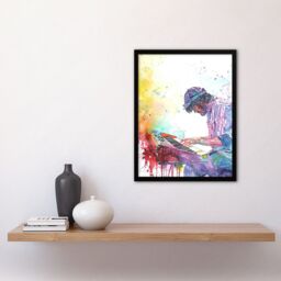 "Artery8 Rainbow Modern Watercolour Keyboard Music Framed Art Print - Size: W12"" x H16""" - thumbnail 4
