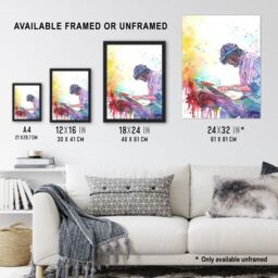 "Artery8 Rainbow Modern Watercolour Keyboard Music Framed Art Print - Size: W12"" x H16""" - thumbnail 3