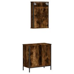 Berkfield Home Durable 2 Piece Bathroom Furniture Set Smoked Oak Engineered Wood in Brown - thumbnail 8