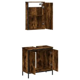 Berkfield Home Durable 2 Piece Bathroom Furniture Set Smoked Oak Engineered Wood in Brown - thumbnail 5