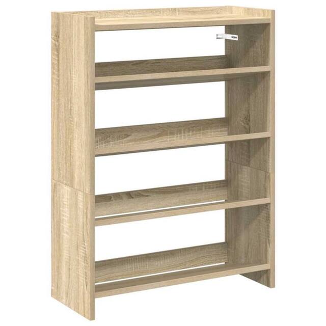Berkfield Home Shoe Rack Sonoma Oak 60x25x81 cm Engineered Wood in Light Oak - Size: 60 x 25 x 81 cm - image 1