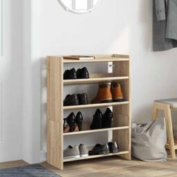 Berkfield Home Shoe Rack Sonoma Oak 60x25x81 cm Engineered Wood in Light Oak - Size: 60 x 25 x 81 cm - thumbnail 3