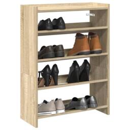 Berkfield Home Shoe Rack Sonoma Oak 60x25x81 cm Engineered Wood in Light Oak - Size: 60 x 25 x 81 cm - thumbnail 2