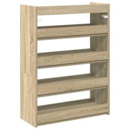 Berkfield Home Shoe Rack Sonoma Oak 60x25x81 cm Engineered Wood in Light Oak - Size: 60 x 25 x 81 cm - thumbnail 6