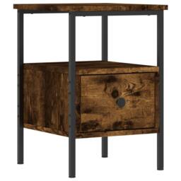 Berkfield Home Bedside Cabinet Smoked Oak 34x36x50 cm Engineered Wood in Brown - Size: 34 x 36 x 50 cm - thumbnail 1