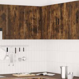 "Berkfield Home Kitchen Wall Corner Cabinet ""Porto"" Smoked Oak Engineered Wood in Brown" - thumbnail 3