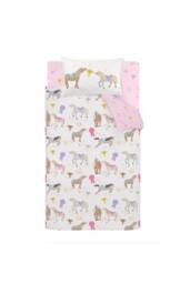 Catherine Lansfield 'Happy Horses' Reversible Duvet Cover Set in Cream - Size: Double - thumbnail 5