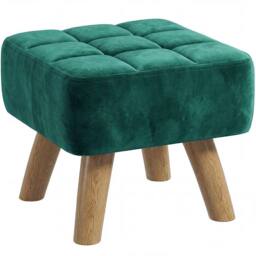 HOMCOM Modern Footstool, Fabric Foot Rest with Rubber Wood Legs, Dark Green - thumbnail 2