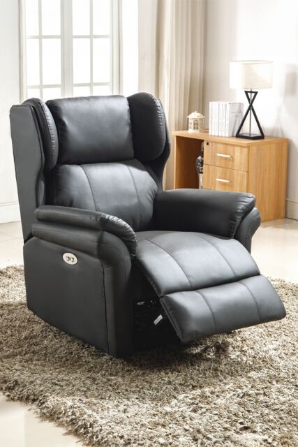 More4Homes Electric Recliner Chair Wingback Design & USB Port In Bonded Leather in Charcoal - image 1