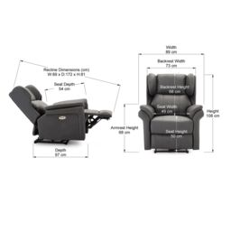 More4Homes Electric Recliner Chair Wingback Design & USB Port In Bonded Leather in Charcoal - thumbnail 7
