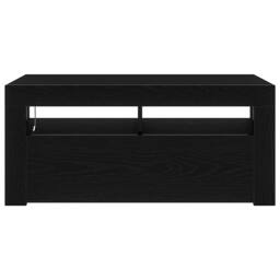Berkfield Home TV Cabinet with LED Black Oak 90x35x40 cm Engineered Wood - Size: 90 x 35 x 40 cm - thumbnail 9