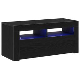 Berkfield Home TV Cabinet with LED Black Oak 90x35x40 cm Engineered Wood - Size: 90 x 35 x 40 cm - thumbnail 3