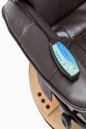 More4Homes Tuscany Bonded Leather Swivel Recliner Massage Chair w Footstool in Brown - thumbnail 3