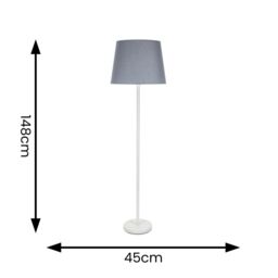 ValueLights Charlie White Single Stem Floor Lamp with Fabric Tapered Shade & LED Bulb in Grey - thumbnail 6