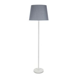 ValueLights Charlie White Single Stem Floor Lamp with Fabric Tapered Shade & LED Bulb in Grey - thumbnail 2