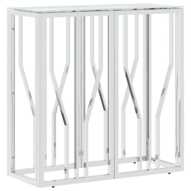 Berkfield Home Console Table 70x30x70 cm Stainless Steel & Glass in Silver - Size: 70 x 30 x 70 cm - image 1