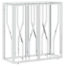 Berkfield Home Console Table 70x30x70 cm Stainless Steel & Glass in Silver - Size: 70 x 30 x 70 cm