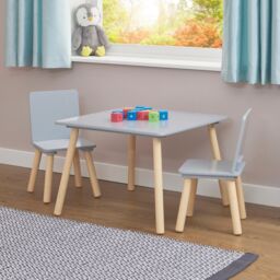Liberty House Toys Grey & Pinewood Table & Chair Set - thumbnail 2